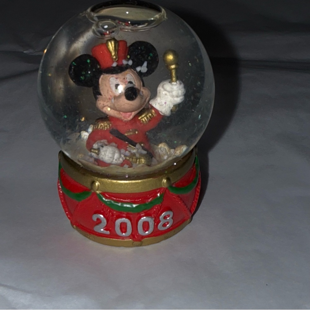 Disney‎ Red and Gold Mickey Mouse Snow Globe 2008